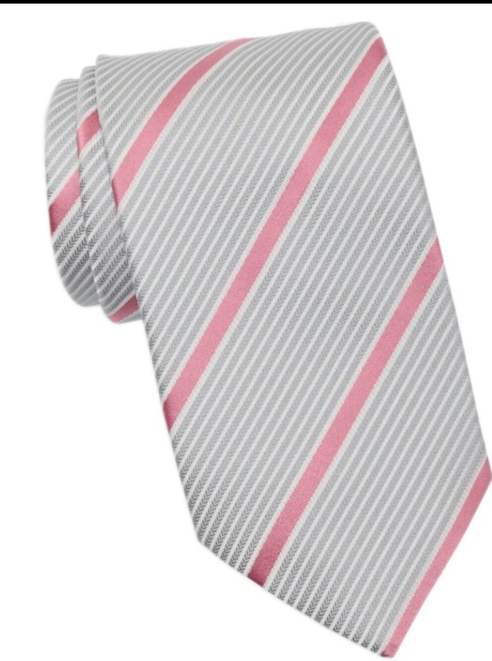 Original Penguin Gray & Pink Howell Stripe Tie Msrp $59.50